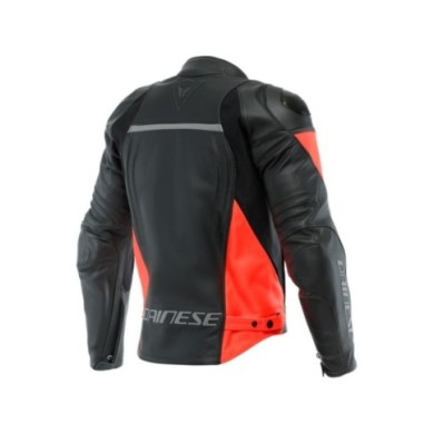Dainese Veste en cuir Racing 4 noir-fluo rouge