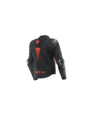 Giacca in pelle Dainese Super Speed 4 nero opaco, rosso neon