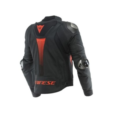 Dainese Lederjacke Super Speed 4 schwarz matt-fluo rot