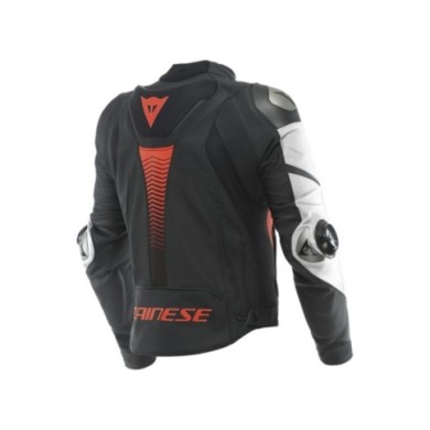 Dainese Lederjacke Perf. Super Speed 4 schwarz matt-weiss-fluo rot