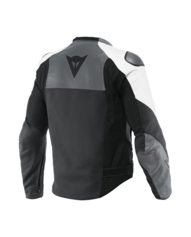 Dainese Lederjacke Sportiva matt schwarz-anthrazit-weiss