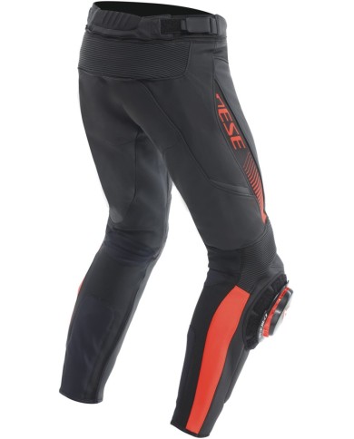 Dainese Pantaloni in pelle Super Speed nero-rosso fluo