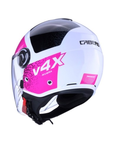 Caberg Casque jet Riviera V4X Alpha blanc-fuchsia-noir