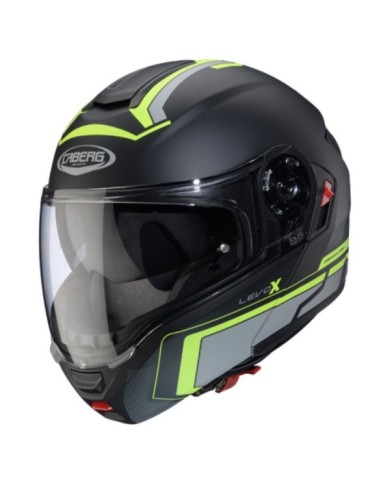 Caberg Klapphelm Levo X Elite matt schwarz-grau-gelb fluo