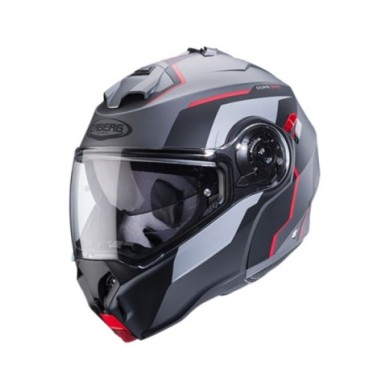 Caberg Duke Evo Move casco modulare argento scuro-nero-rosso opaco