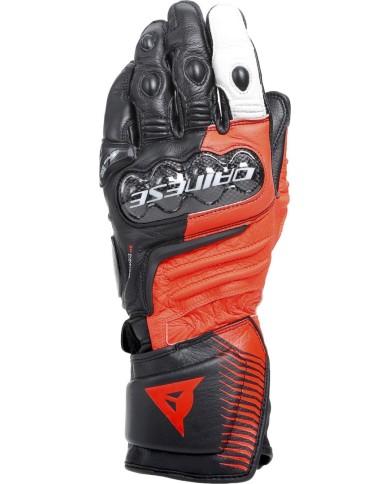 Dainese Lederhandschuhe Carbon 4 Lang schwarz-fluo rot-weiss