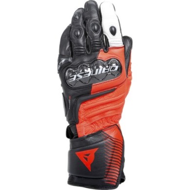 Dainese Lederhandschuhe Carbon 4 Lang schwarz-fluo rot-weiss