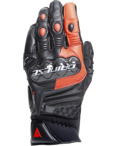 Dainese Gants en cuir Carbon 4 Kurz noir-fluo rouge