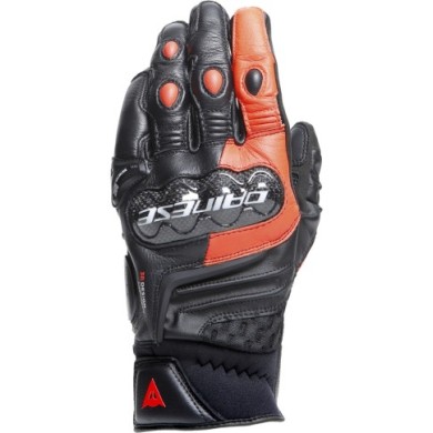 Dainese Gants en cuir Carbon 4 Kurz noir-fluo rouge