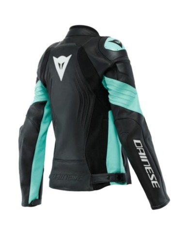 Dainese Giacca in pelle Racing 4 donna nero-turchese