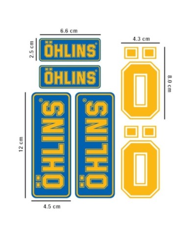 Öhlins Set di adesivi R&T Set ÖHLINS, 12 diversi adesivi