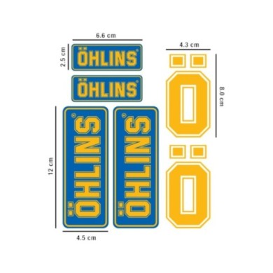 Öhlins Set di adesivi R&T Set ÖHLINS, 12 diversi adesivi