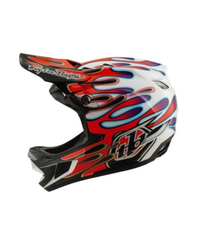 Troy Lee Designs Casco composito D4 W Mips - Overspray bianco-rosso