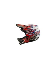 Troy Lee Designs Casco composito D4 W Mips - Overspray bianco-rosso