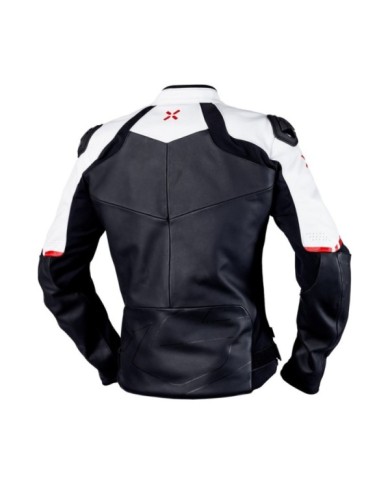 iXS Ace 1.0 veste en cuir noir-blanc-rouge