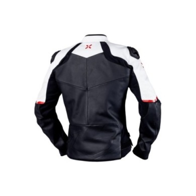 iXS Ace 1.0 veste en cuir noir-blanc-rouge