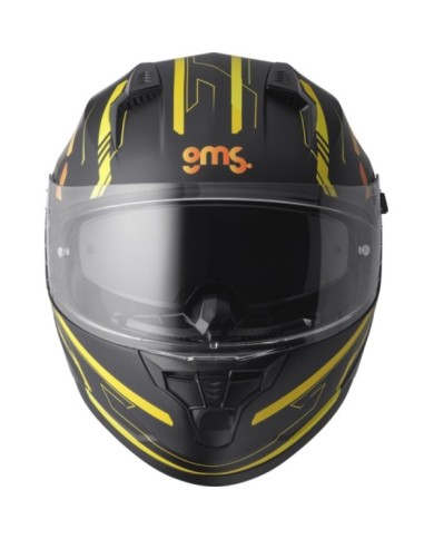 gms Casque intégrale Hexago Graphic mat-jaune-orange
