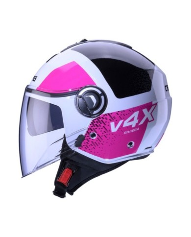 Caberg Jethelm Riviera V4X Alpha weiss-fuchsia-schwarz