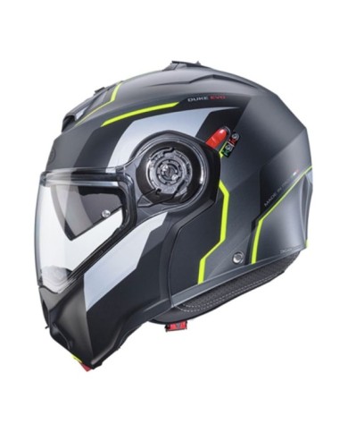 Caberg Duke Evo Move casco modulare argento scuro-nero-giallo