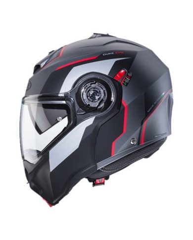 Caberg Casque modulable Duke Evo Move argent foncé-noir-rouge mat