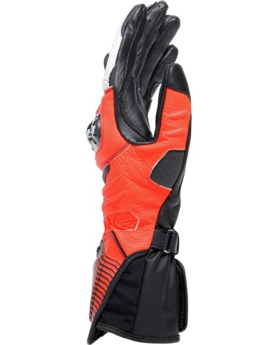 Dainese Lederhandschuhe Carbon 4 Lang schwarz-fluo rot-weiss