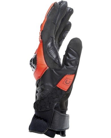 Guanti in pelle Dainese Carbon 4 Kurz nero-rosso fluo