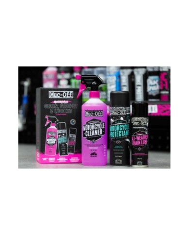 Muc-Off Motorcycle Clean, Protect & Lube Kit French