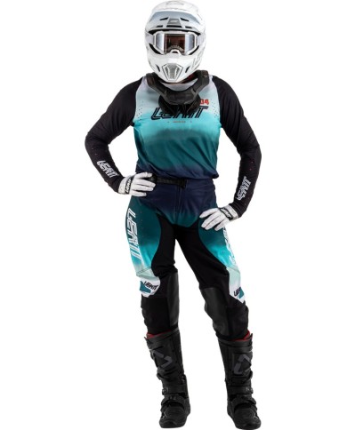 Leatt Maglia Moto 4.5 Lite Women V25 nero-bianco-turchese