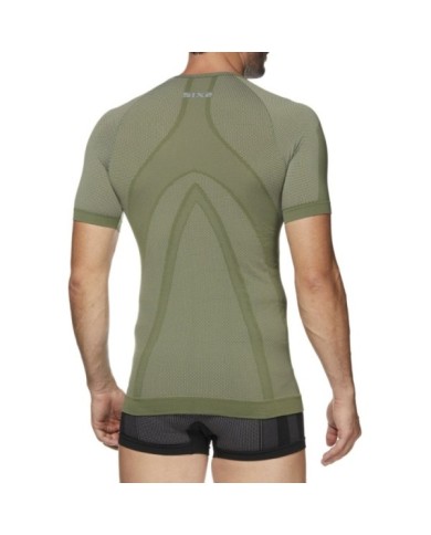 SIXS Maglia a maniche corte con collo rotondo ARMY verde militare XS