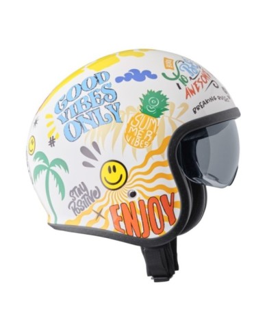 gms Casque Jet Ride & Surf blanc-jaune-bleu summer vibes