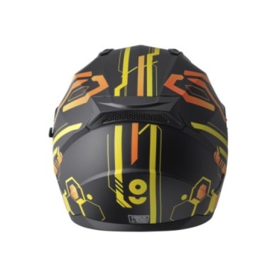 gms Casque intégrale Hexago Graphic mat-jaune-orange