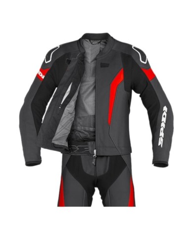 SPIDI Combinaison en cuir Laser Touring noir-rouge