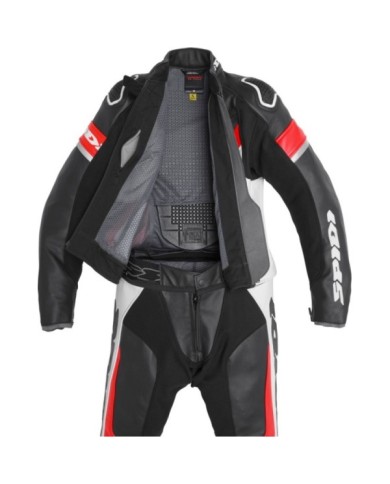 SPIDI Combinaison en cuir Laser Touring femmes noir-rouge