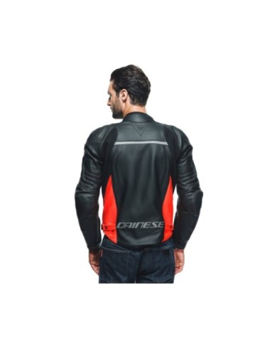 Giacca in pelle Dainese Racing 4 nero-rosso fluo