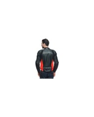 Giacca in pelle Dainese Racing 4 nero-rosso fluo