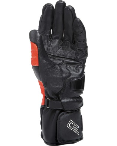 Dainese Lederhandschuhe Carbon 4 Lang schwarz-fluo rot-weiss
