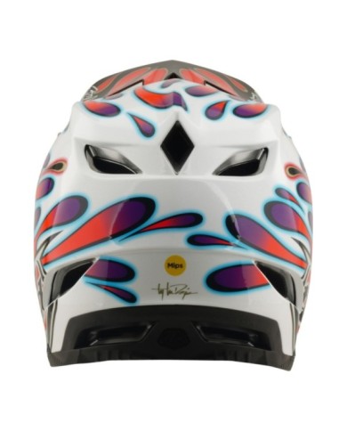 Troy Lee Designs Casco composito D4 W Mips - Overspray bianco-rosso
