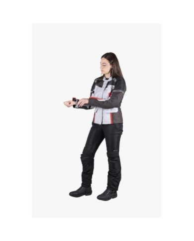 iXS Tour Damen Jacke Evans-ST 2.0 hellgrau-grau-rot