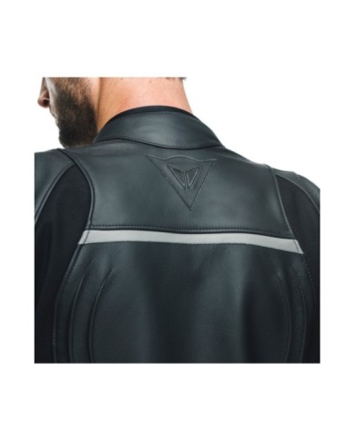 Dainese Veste en cuir Racing 4 noir-fluo rouge