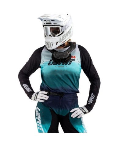 Leatt Maglia Moto 4.5 Lite Women V25 nero-bianco-turchese