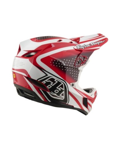 Troy Lee Designs Casco D4 Polyacrylite W Mips - The Line rosso-bianco