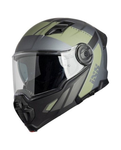 iXS Casque Ouvrable Venture 1.0 noir-anthracite-olive mat