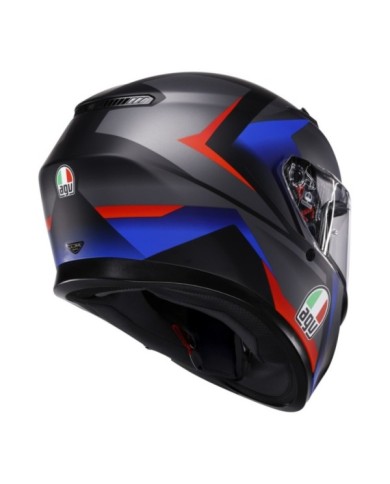 AGV Casque intégral K3 Striga noir mat bleu rouge