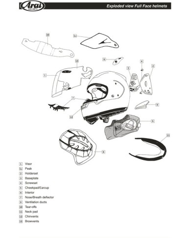ARAI Replacement Diffuser for RX-7V Diamond Black Helmet