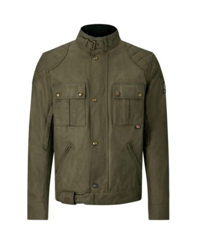 Belstaff Giacca Brooklands in cotone cerato color oliva