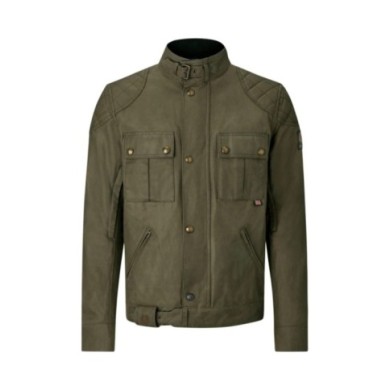 Belstaff Giacca Brooklands in cotone cerato color oliva