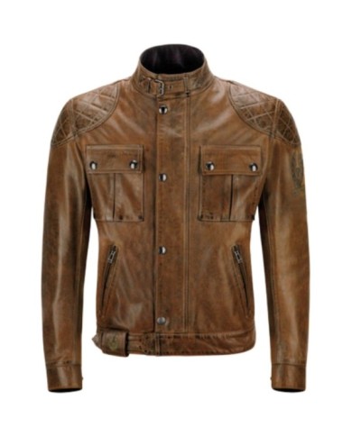 Belstaff Giacca Brooklands in pelle cerata marrone