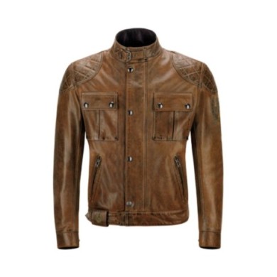 Belstaff Giacca Brooklands in pelle cerata marrone
