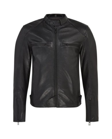 Belstaff Giacca Broughton in pelle cerata nera