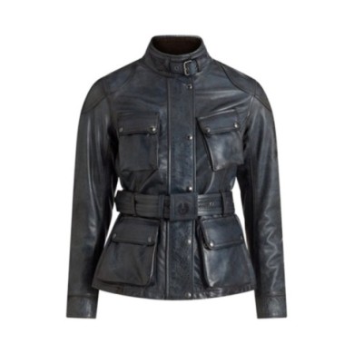 Belstaff Jacke Trialmaster Waxed Leder Damen blau